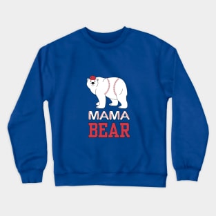 Mama Bear, White Bear, Baseball Mom Crewneck Sweatshirt